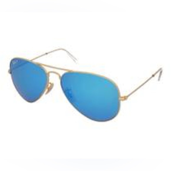 RAY BAN RB3025 Polarized Large Aviator Sunglasses Gold with Blue Lenses - Picture 1 of 16